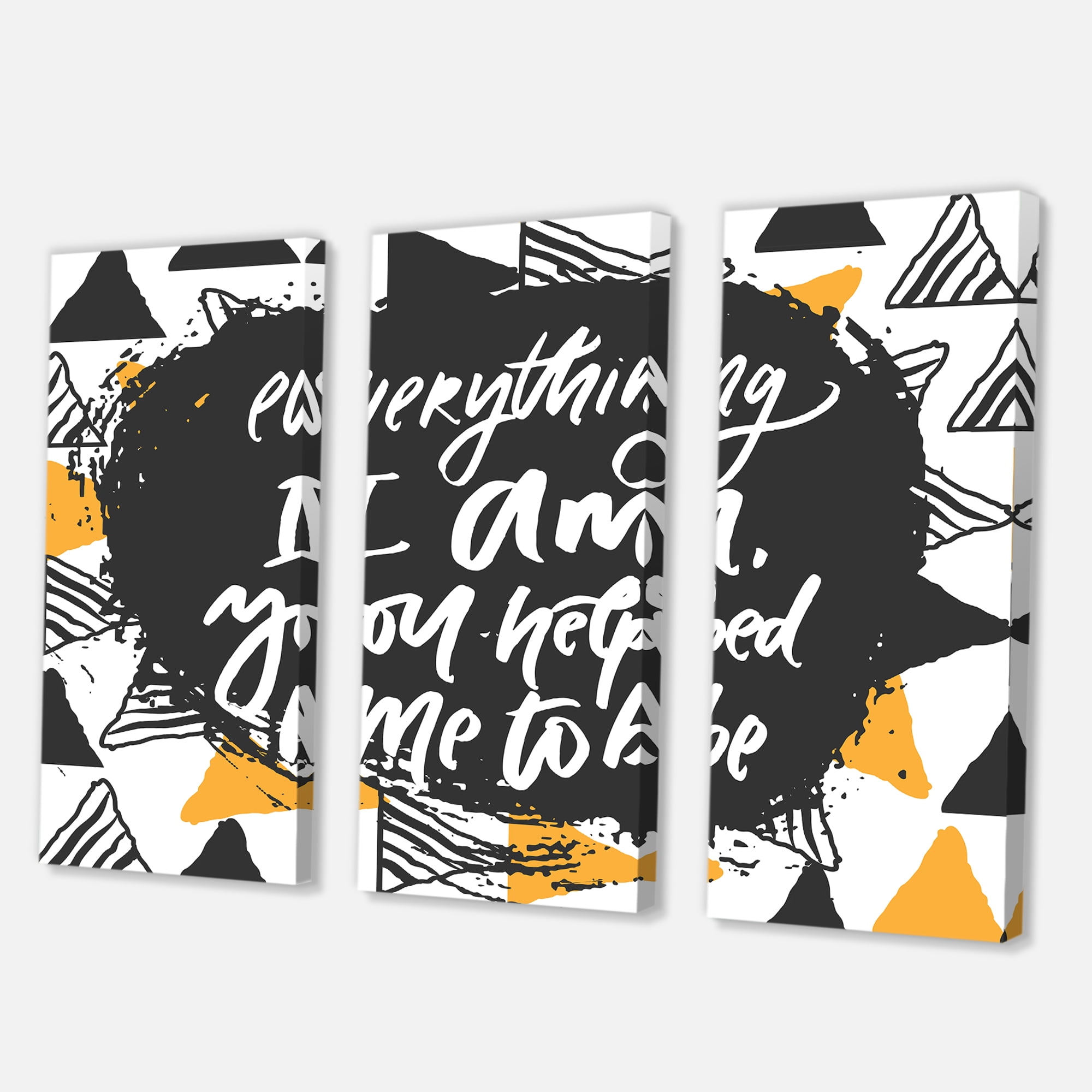 Designart ' Everything I Am You Helped Me To Be On Triangle Pattern ' Mid-Century Modern Canvas Wall Art Print