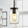 thumbnail image 4 of JONATHAN Y Gaines 5.5" 1-Light Farmhouse Industrial Iron Mason Jar LED Pendant, Oil Rubbed Bronze/Clear, 4 of 8