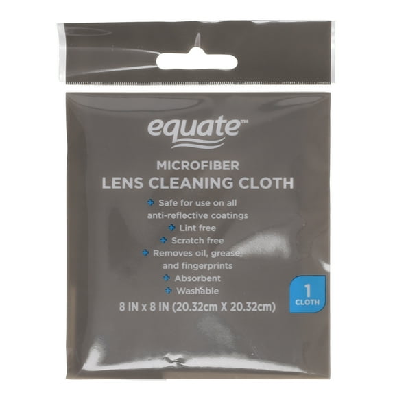 Equate Microfiber Lens Cleaning Cloth, 1 Count, 8x8 inches Wide