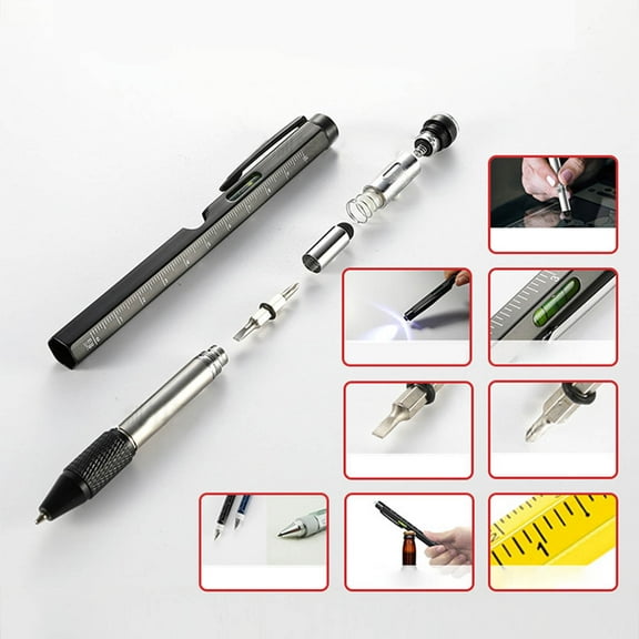 Coollooc One Pen Nine Functions -Christmas Gifts for Men, 9 in 1 Multitool Pen with LED Light, Cool Gadgets, Stocking Stuffers Gifts for Men, White Elephant Gifts for Adults(Yellow)