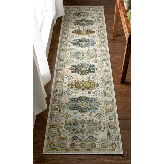Well Woven Farah Novalie Ivory Vintage Patchwork Botanical Border 2'7" x 9'10" Runner Area Rug