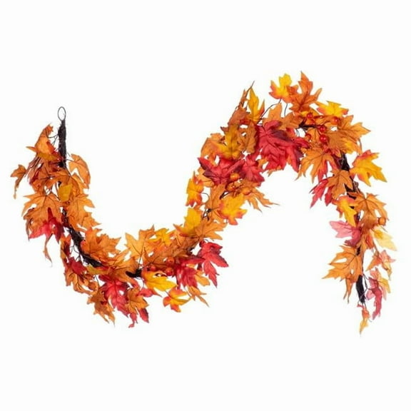 Vickerman FPL250972 72 in. Fall Maple Leaf Garland, Red