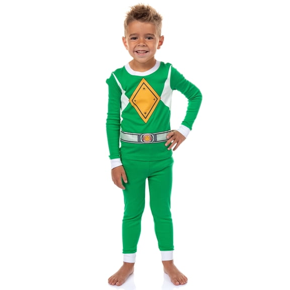 Power Rangers Toddler Kids' Mighty Morphin Ranger Character Tight Fit Long Sleeve and Pant Pajama Set Sleepwear