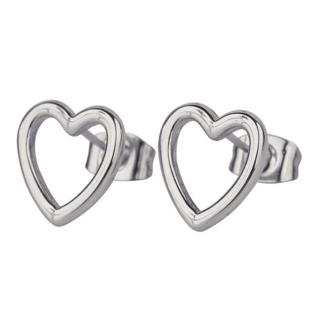 Aretes Mujer de Corazón LuckyLy, Acero Inoxidable con Baño Oro Rosa 14k, Oro 14k o Plata, Modelo Elsie plateado Unitalla