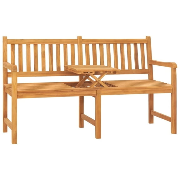 vidaXL 3-Seater Patio Bench with Table 59.1" Solid Teak Wood