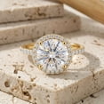 thumbnail image 3 of Rosec Jewels IGI Certified Lab Created Diamond Halo Engagement Ring for Women - Statement Ring (5 Carat, E-VS1 Grade), 14K Yellow Gold, US 3.00, 3 of 7