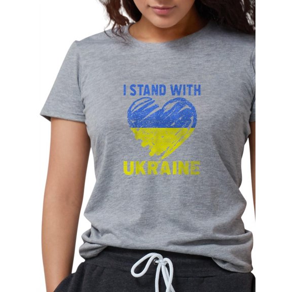 CafePress - Ukrainian Lover I Stand With Ukraine Heart T Shirt - Womens Tri-blend T-Shirt