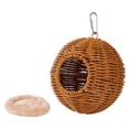 thumbnail image 3 of Nido colgante de ratán sintético para pájaros, hamaca, cabaña de regalo, casa de loro tejida a mano con cojín para arrendajos azules, pájaros pequeños Caqui de un solo agujero, 3 of 8