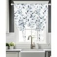 thumbnail image 5 of Blue Teal Leaves Tie Up Curtains for Window, Thermal Insulated Balloon Shade Adjustable Rod Pocket Curtains Valance Panels for Kitchen Bathroom Cafe 46 x 63 Watercolor Summer Botanical, 5 of 6
