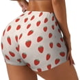 thumbnail image 2 of Fotbe Hand Drawn Strawberry Seamless Shorts, Womens Workout Shorts High Waist Stretch Booty Short for Gym/Yoga/Running/Biking-, 2 of 9