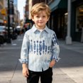 thumbnail image 5 of LJEFF Little Boys Patchwork Plaid Button Shirt, Pocket Soft Chest Loose Breathable Lightweight Gift Kids Top Light Blue Size 5-6, 5 of 9