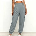thumbnail image 2 of Levmjia Women's High Waisted Cargo Pants, Solid Color Utility Joggers with Button Detail, Loose Fit Elastic Cuff Ankle Pants for Casual Workout, 2 of 8