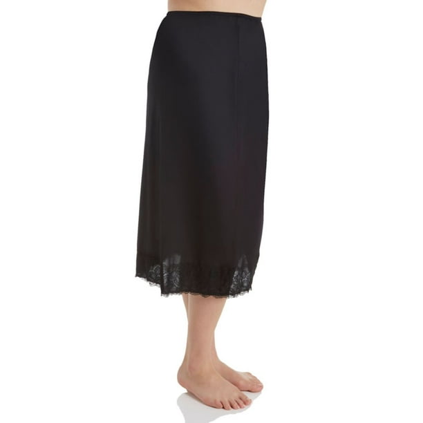 Women's Shadowline 2360 Plus Size Half Slip with Wide Lace (Black