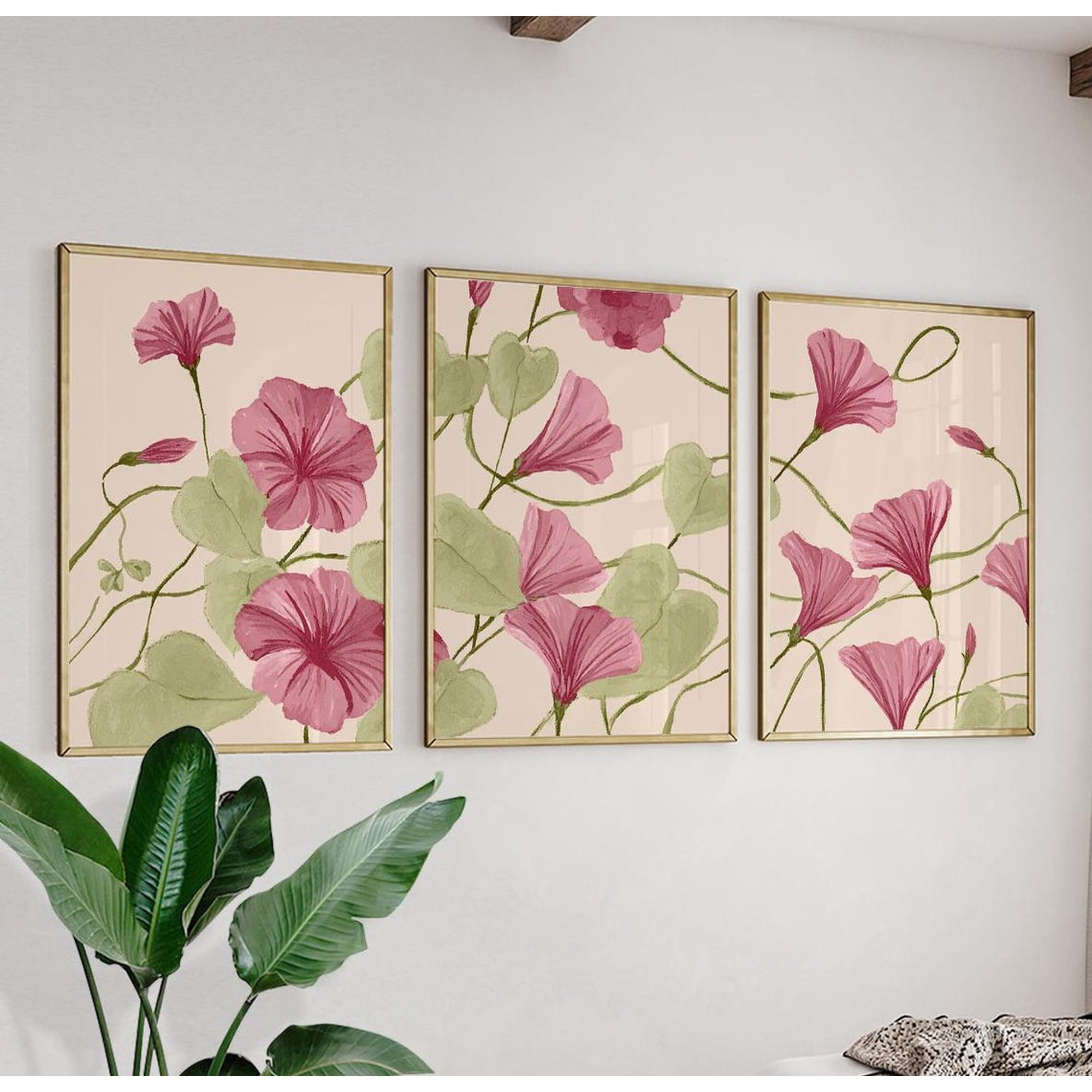 Pink Floral Botanical Soft Blush Flower Wall Art Botanical Bedroom And Living Room Decor