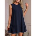 thumbnail image 4 of Womens Cute Dress A-Line Round Neck Dress Sleeveless Navy Blue XL, 4 of 6