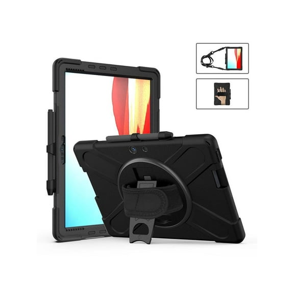 Microsoft Surface Pro X 13 inch Case Shockproof Protective Cover with Pen Holder Hand Strap Rotating Kickstand and Shoulder Strap