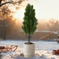 thumbnail image 6 of Artificial Cedar Topiary Trees 21.6 Inches, UV Resistant Faux Outdoor Plants with Ground Spike for Front Porch Garden Decor, Christmas Cypress Stakes, 6 of 7