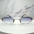thumbnail image 2 of New MIU MIU Sunglasses Oval MUA54S ZVN80O Pale Gold Rimless Gradient Blue Metal, 2 of 6