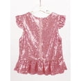 thumbnail image 4 of Moggemol Kids Girls Sparkly Sequins Dance Top Glittery Mermaid Tank Top Dancewear Shirts Stage Pink 6, 4 of 6