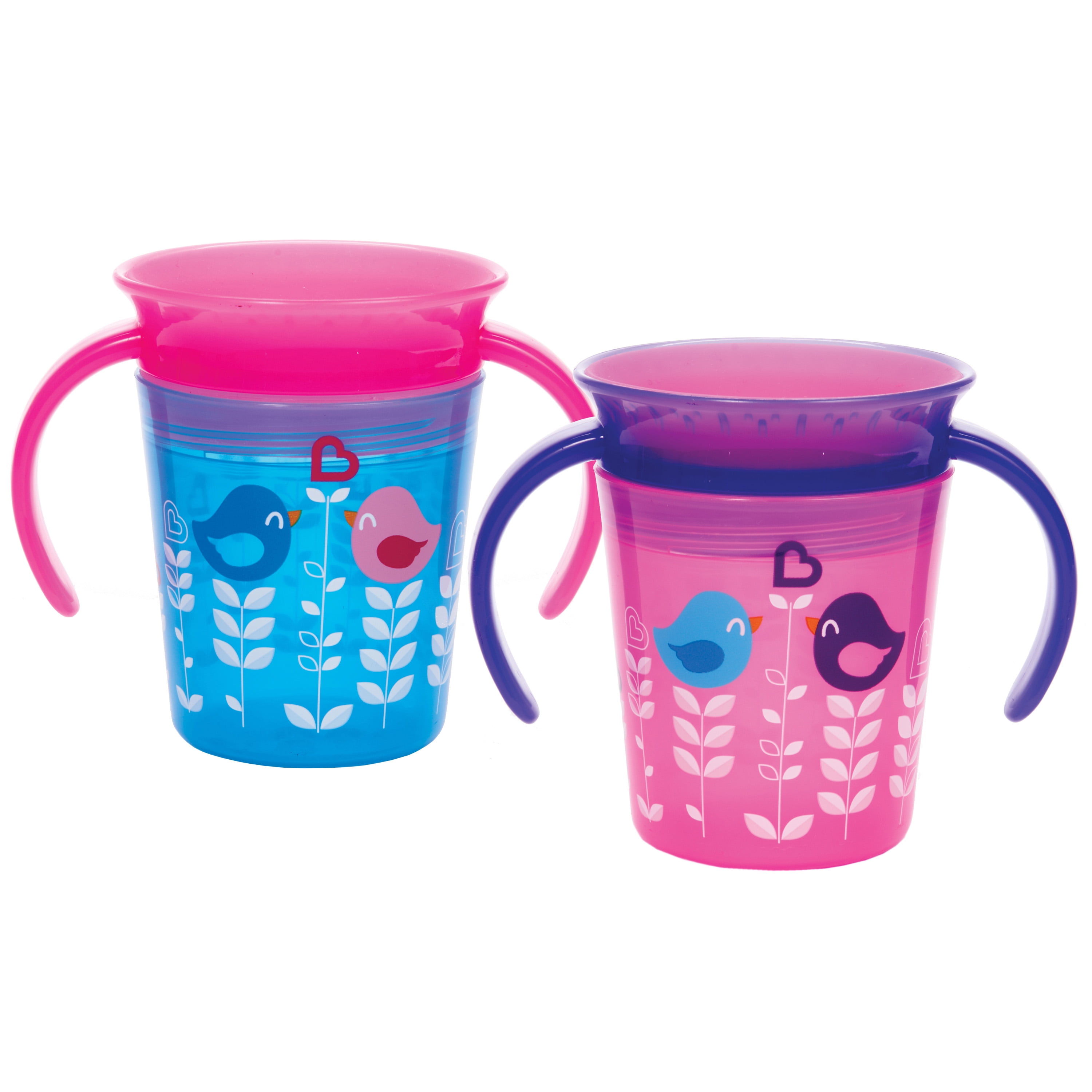 Munchkin Miracle 360 Deco Trainer Cup, Pink/Blue, 6 Ounce, 2 Pack