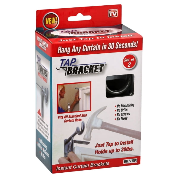 Spark Innovators Silver Tap Bracket Curtain Rod Mounting Brackets No Drilling Holes In Wall As Seen On Tv Com Spark Innovators Silver Tap Bracket, No Hole Curtain Rod Brackets Shark Tank