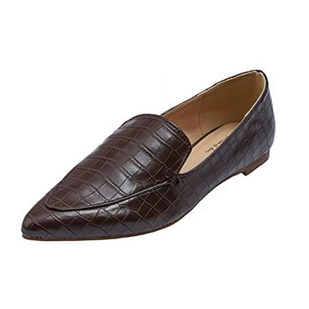 

Feversole Women s Loafer Flat Pointed Fashion Slip On Comfort Driving Office Shoes Brown Size 8 M US