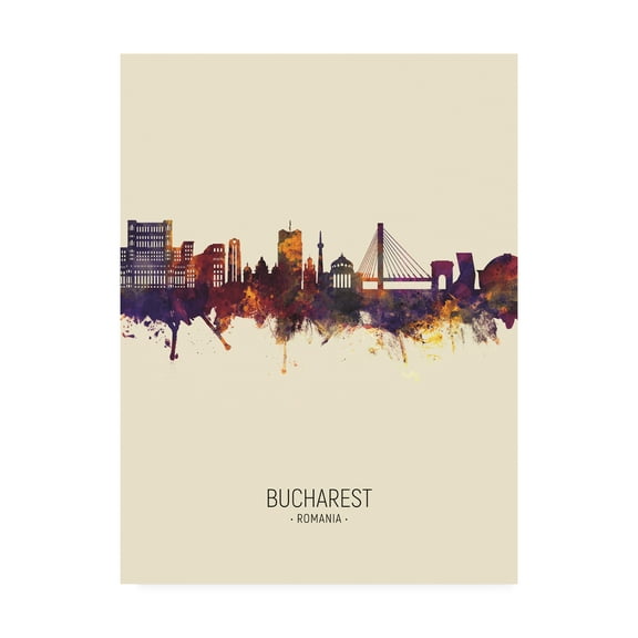Trademark Fine Art 'Bucharest Romania Skyline Portrait III' Canvas Art by Michael Tompsett