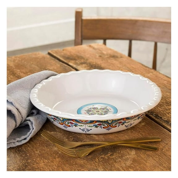 Euro Ceramica Zanzibar Stoneware Oven to Table 10.75" Pie Pan for Baking - Deep and Fluted Pie Dish for Classic Pie, Quiche, Pot Pies, Tart and more.