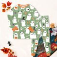 thumbnail image 5 of NOEGOEU Toddler Halloween Pajamas Kids Boys Girls Long Sleeve Top and Pants Sleepwear Set (Light Green,6-7 Years), 5 of 8