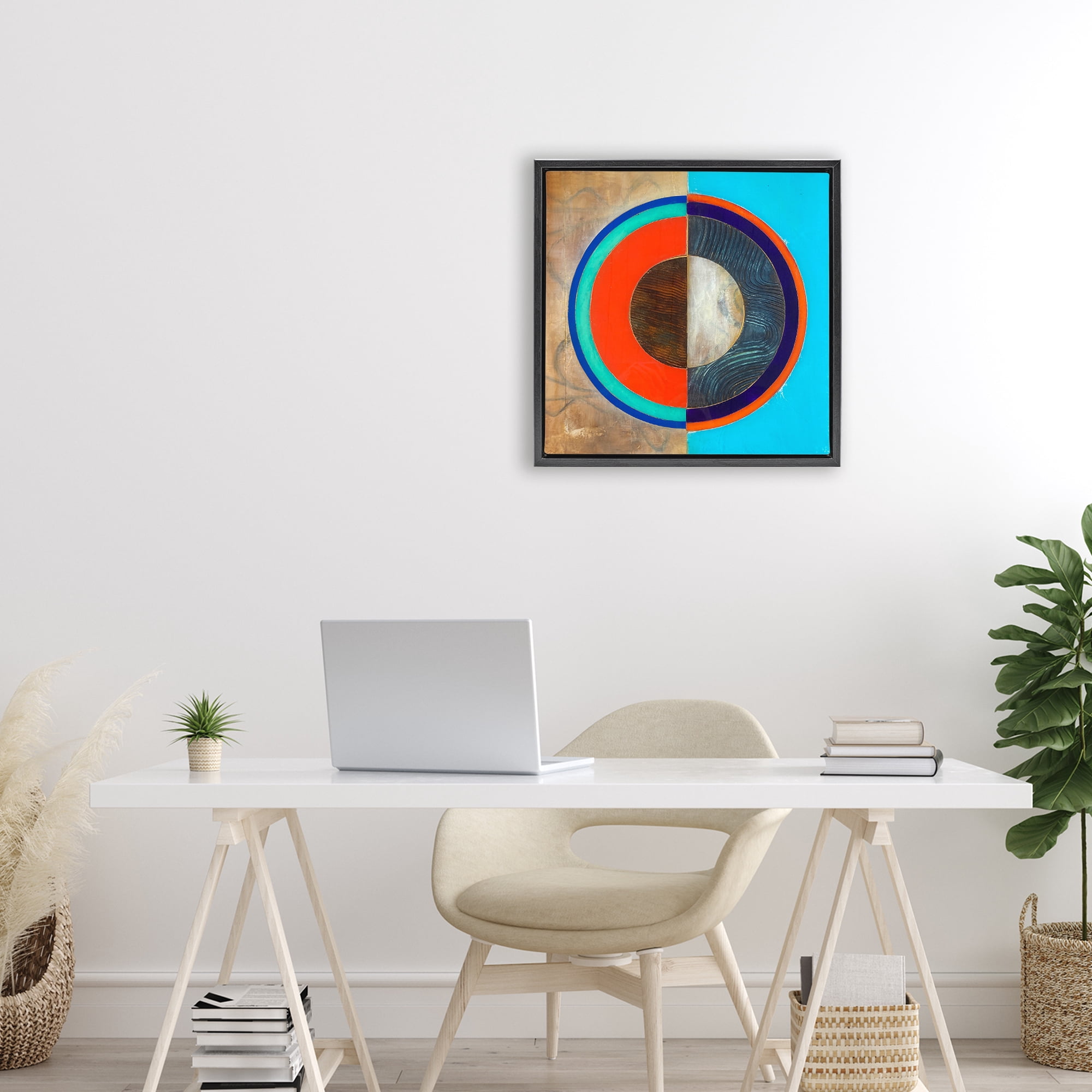 Stupell Industries Red Arc Summer Circle Black Framed Floater Canvas Wall Art, design by Matthew Finger