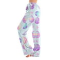 thumbnail image 2 of FrzhBrz Easter Pajama Pants Women Soft Wide Leg Loose Pj Bottoms Cute Bunny Stretch Pj Pants Drawstring Easter Sleepwear Bottoms Lounge, 2 of 6