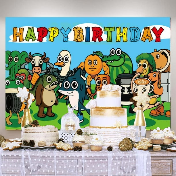 Cartoon Brainrot Tralalero Tralala Birthday Backdrop Banner Party