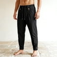 thumbnail image 2 of LIaqionyy Men's Pants Lightweight Drawstring Elastic Waist Straight Leg Casual Fashion Trousers with Pockets, 2 of 7