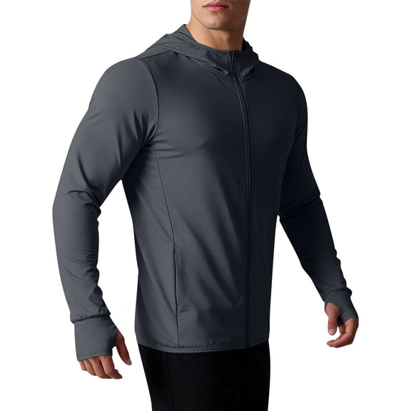 Lutiedan Men's UPF 50 Sun Protection Jackets Quick Dry Long Sleeve Full-Zip Hoodie Tops Golf Fishing Hiking Jackets with Pockets
