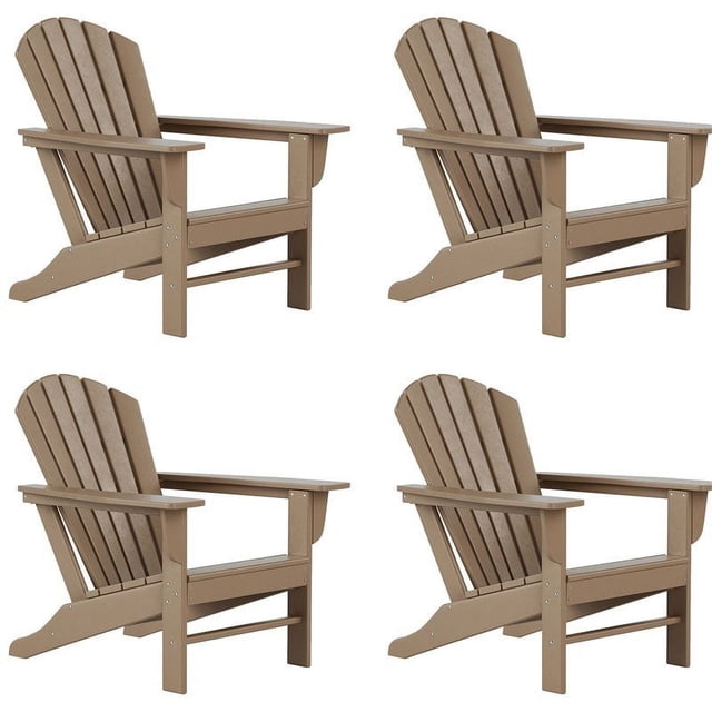 Chaise Adirondack Classique d'Extérieur (Ensemble de 4) en Bois Vieilli