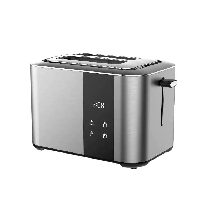 2-Slice Touchscreen Toaster, 850W Stainless Steel Digital Toaster with 6 Browning Levels, Touch Control, Removable Crumb Tray for Bread, Bagels