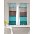thumbnail image 3 of Aqua Grey Curtains 45 Inch Length, Sheer Curtains for Bedroom Living Room Window Vintage Stripe Farmhouse Wood Grain Ombre Rod Pocket Voile Drapes Kitchen Curtains Small Half Window 42"x45" 2 Panels, 3 of 6