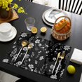 thumbnail image 3 of Black Spring Floral Placemats Set of 4, Flowers Botanical Elegant Pastoral Placemats for Dining Table, Place Mats for Kitchen Tabletop, Waterproof Wipeable Dining Table Mats Set, 3 of 9
