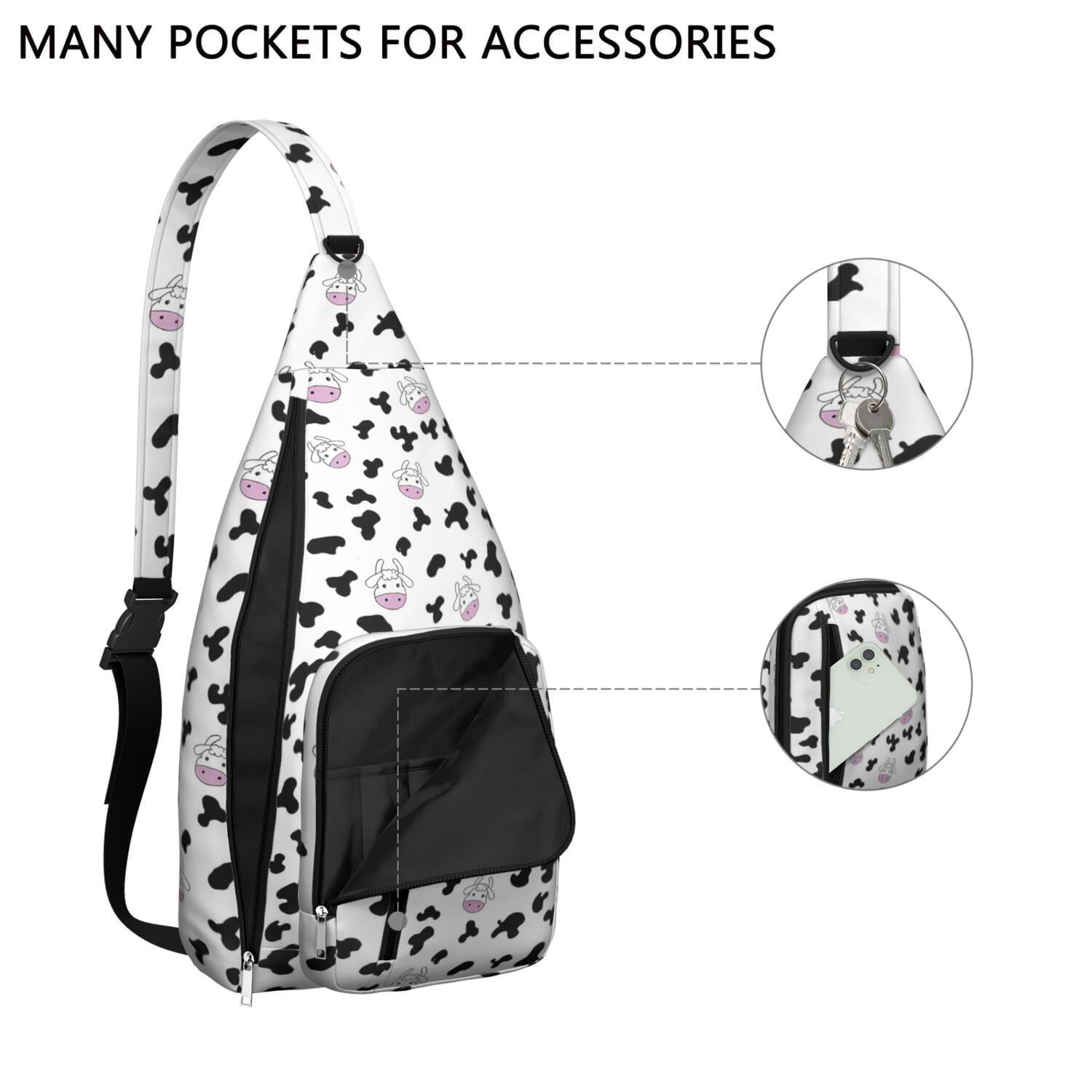 Vintage Highland Cow Print Sling Backpack – Cute Farmhouse Floral Cow Crossbody Bag for Women & Men, Lightweight Hiking Daypack