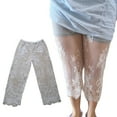 thumbnail image 2 of Huhudde Womens See Through Flower Lace Capris Leggings High Waist Sheer Mesh Cropped Pants Straight Leg Pettipants Half Slip, 2 of 20