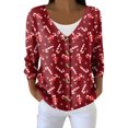 thumbnail image 6 of Women's Fashion Long Sleeve Christmas Snowman Snowflake Print Jacket Cardigan for Holiday Party and Casual Daily Wear,Wine,XL, 6 of 6