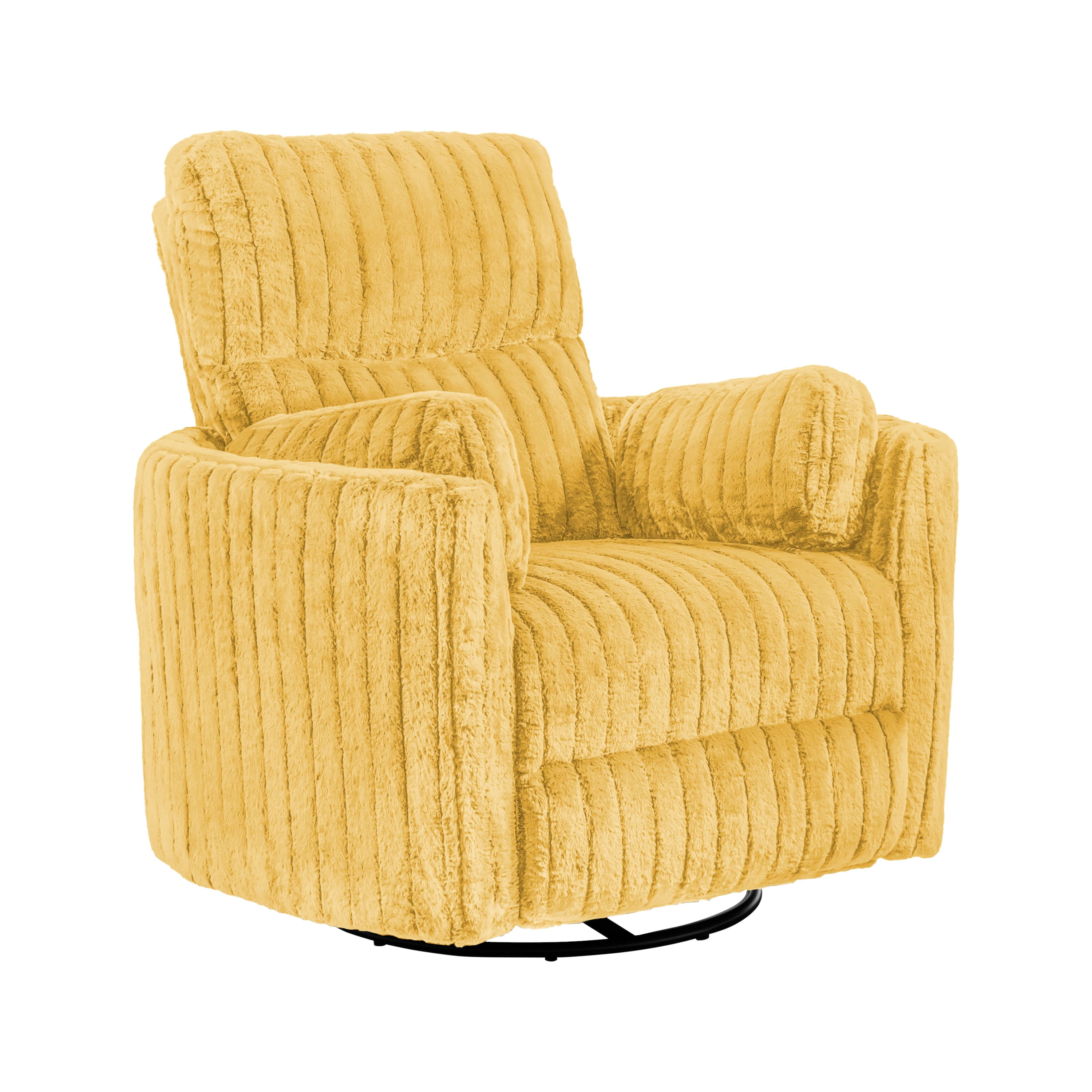 Furniture of America Nyra Chenille Power Swivel Glider Recliner with 2 Pillows for Living Room and Bedroom, Yellow