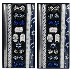 Tom Smith Hanukkah Wrapping Paper with Tags & Bows, 2-Pack