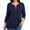 E1-Navy Blue, variant on SHOWMALL Plus Size Floral Tops for Women, 3/4 Sleeve Button V Neck Vacation Tunic Blouse, Moss Green Cascading Floral, Size 3X