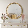 thumbnail image 2 of WallBeyond 28 inch Beaded Frame Round Wall Mirror for Bedroom Living Room, Bathroom decorative Mirror for Wall, Gold, 2 of 7
