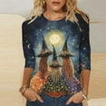 thumbnail image 2 of Womens Tops Halloween 3/4 Length Sleeve Shirts Fashion Halloween Printed Plus Size Tunic Tops Blouses Fall Casual Round Neck Pullover Halloween Holiday Costume TShirt, 2 of 5