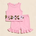thumbnail image 7 of Xyant Toddler Baby Girl Clothes Knit Floral Fly Sleeve Tops Shorts Cute Summer Spring Outfits Infant Baby Girl Clothing Set (Pink,12-18 Months), 7 of 7