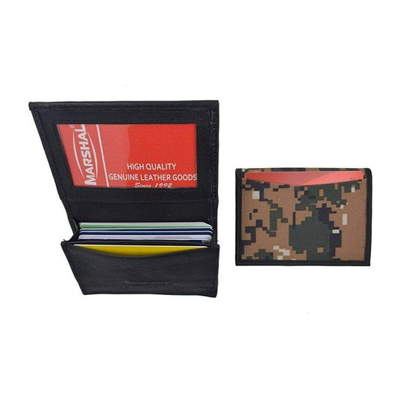 Camo RFID Blocking Premium Leather Business Card Holder Expandable Camouflage