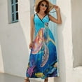 thumbnail image 2 of Nautical Green Sea Turtles Sleeveless Dress Woman Fashion Long Dresses Women's Summer Suit Dress 2025, 2 of 6