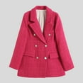 thumbnail image 2 of YDFCWXW Women's Double Blazers Notch Lapel Business Casual Long Sleeve Open Front Blazer Jackets Work Suits Red, S, 2 of 4